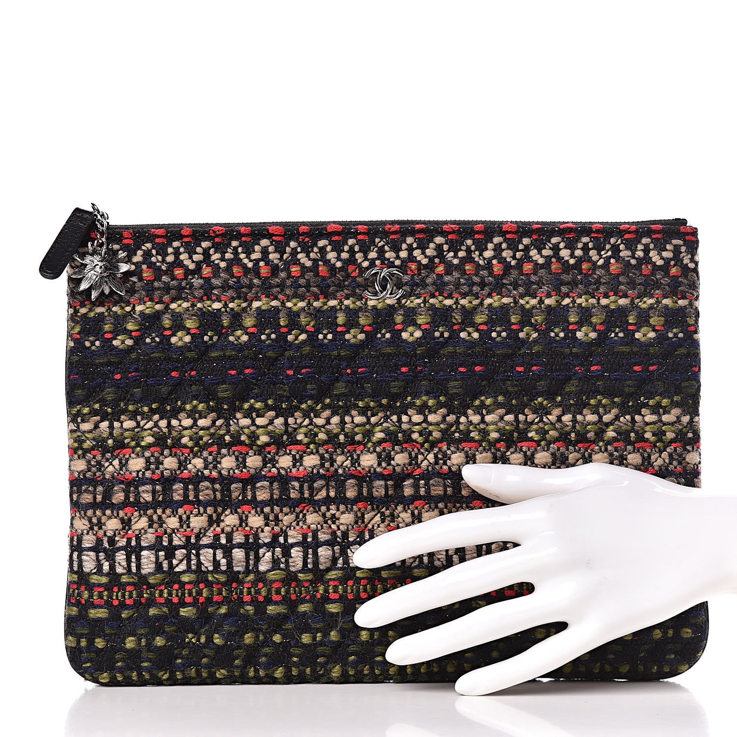 Tweed Quilted Medium Cosmetic Case Black
