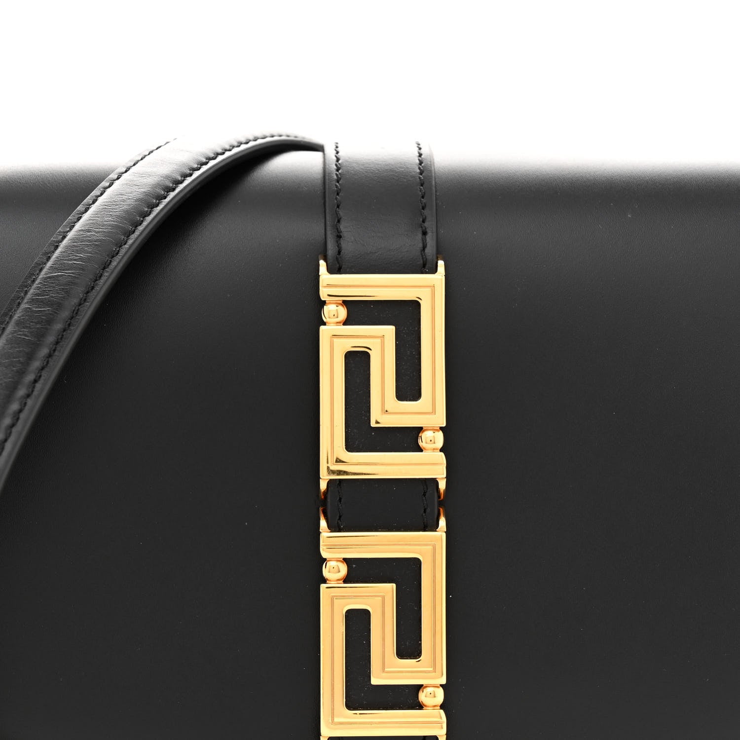 Versace Calfskin Medium Greca Goddess Shoulder Bag Black 7 of 11