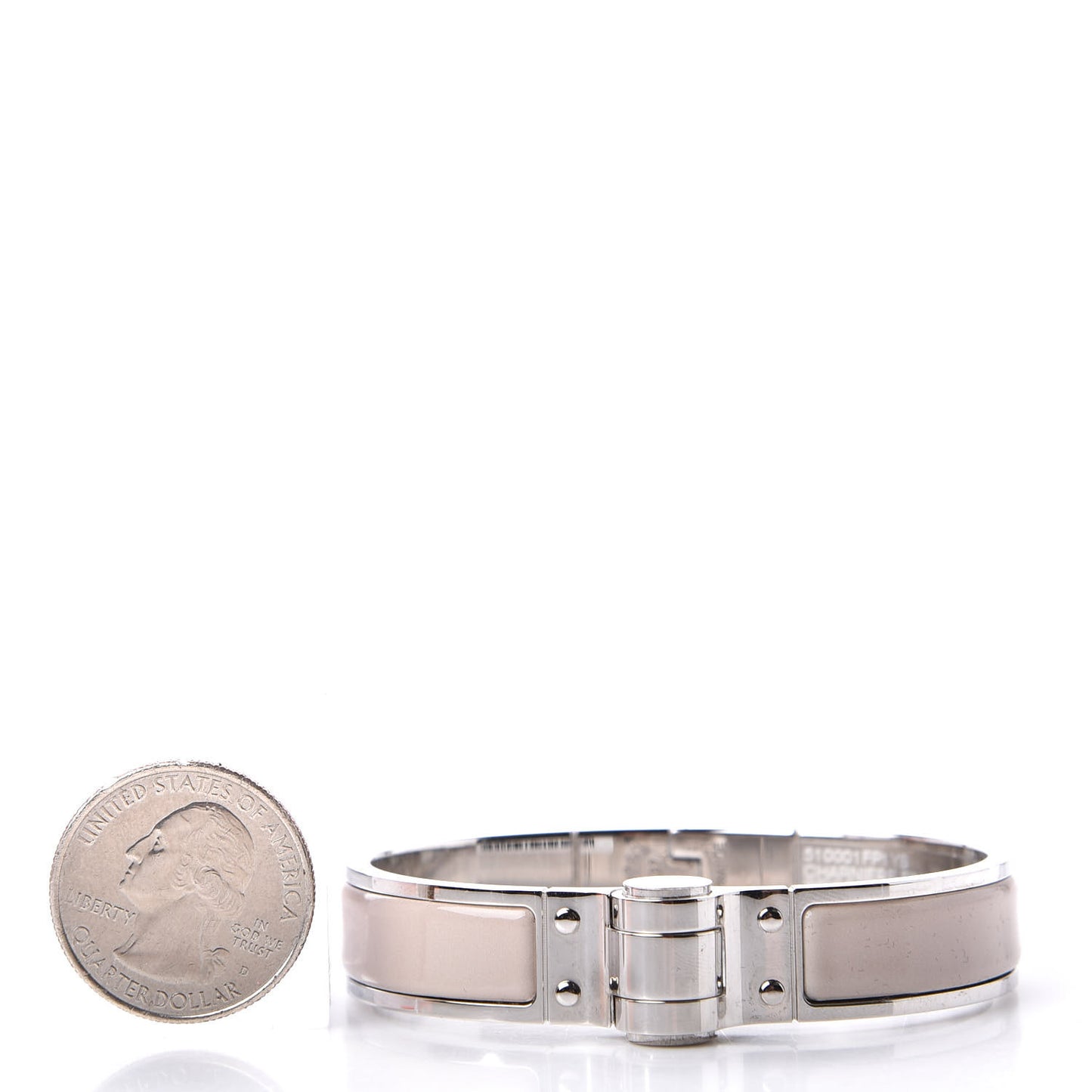 Enamel Charniere Uni Narrow Hinged Bracelet S Beige Rose