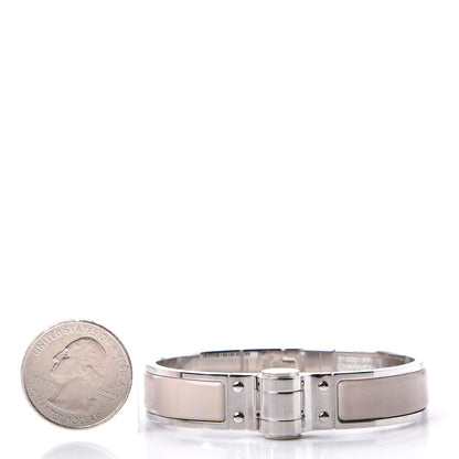 Hermes Enamel Charniere Uni Narrow Hinged Bracelet S Beige Rose 2 of 12