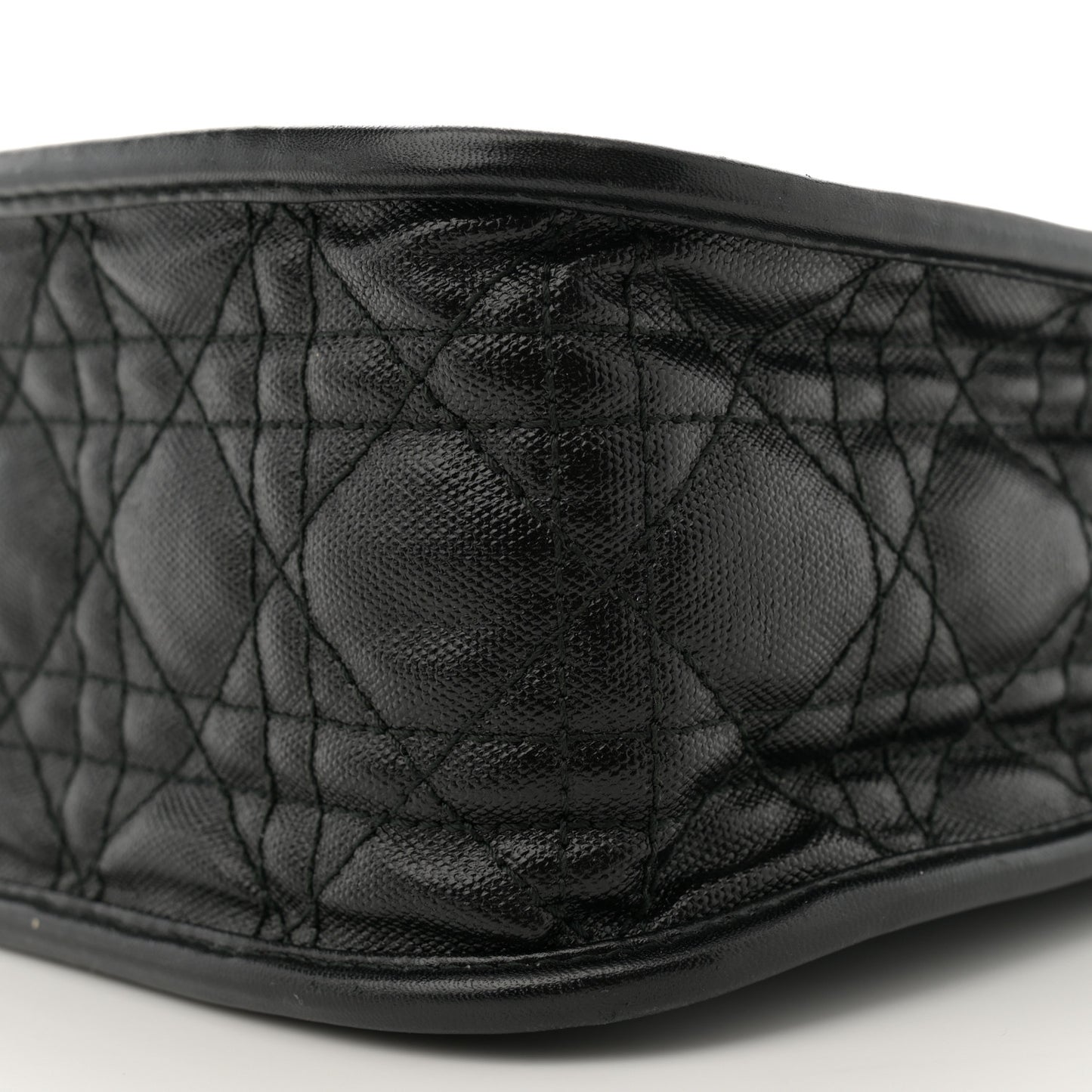 Coated Canvas Cannage Crossbody Bag Black