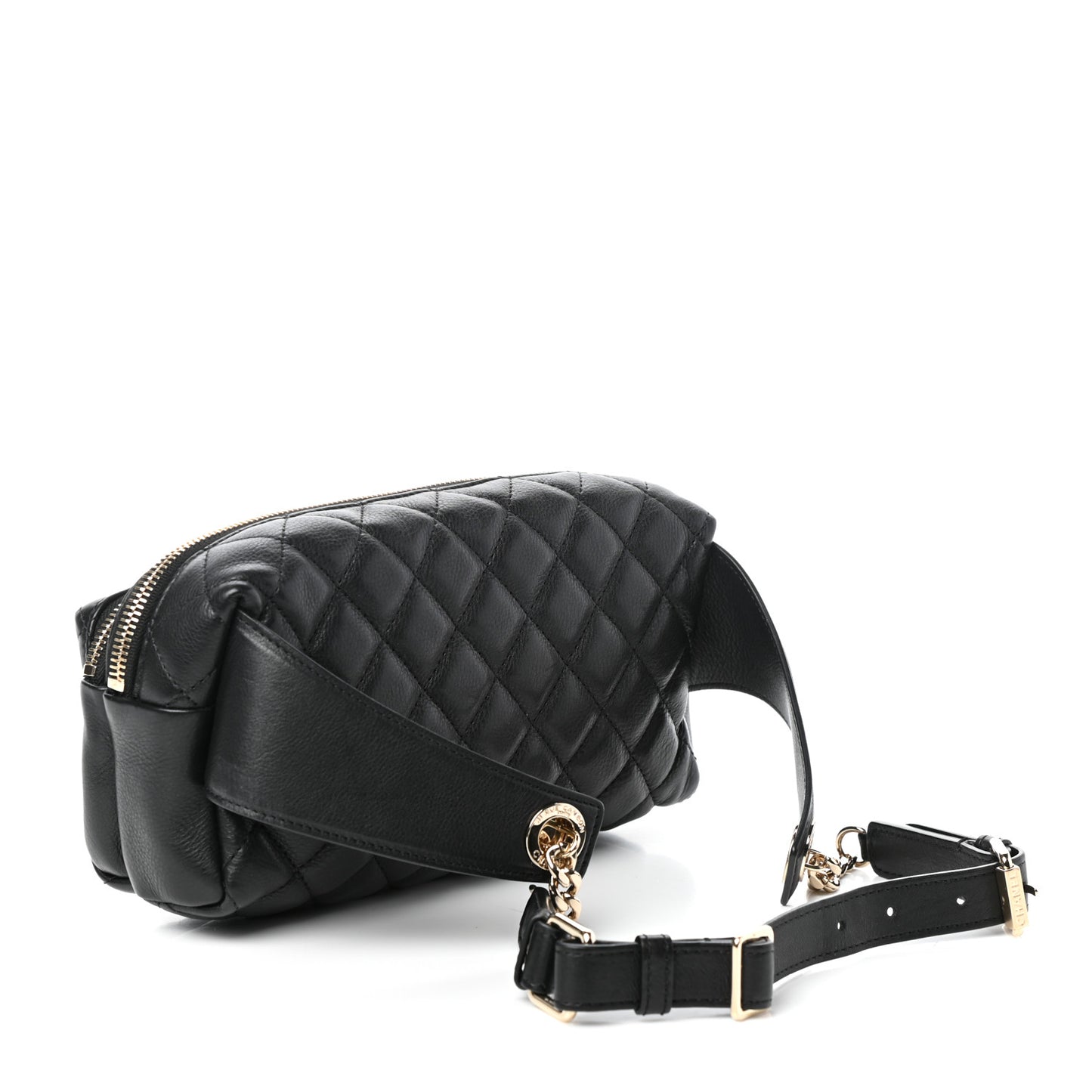 Calfskin Quilted Waist Bag Black
