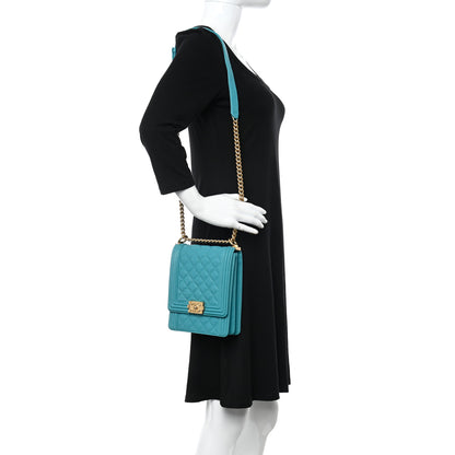 Chanel Caviar Quilted North South Boy Flap Turquoise 2 of 10