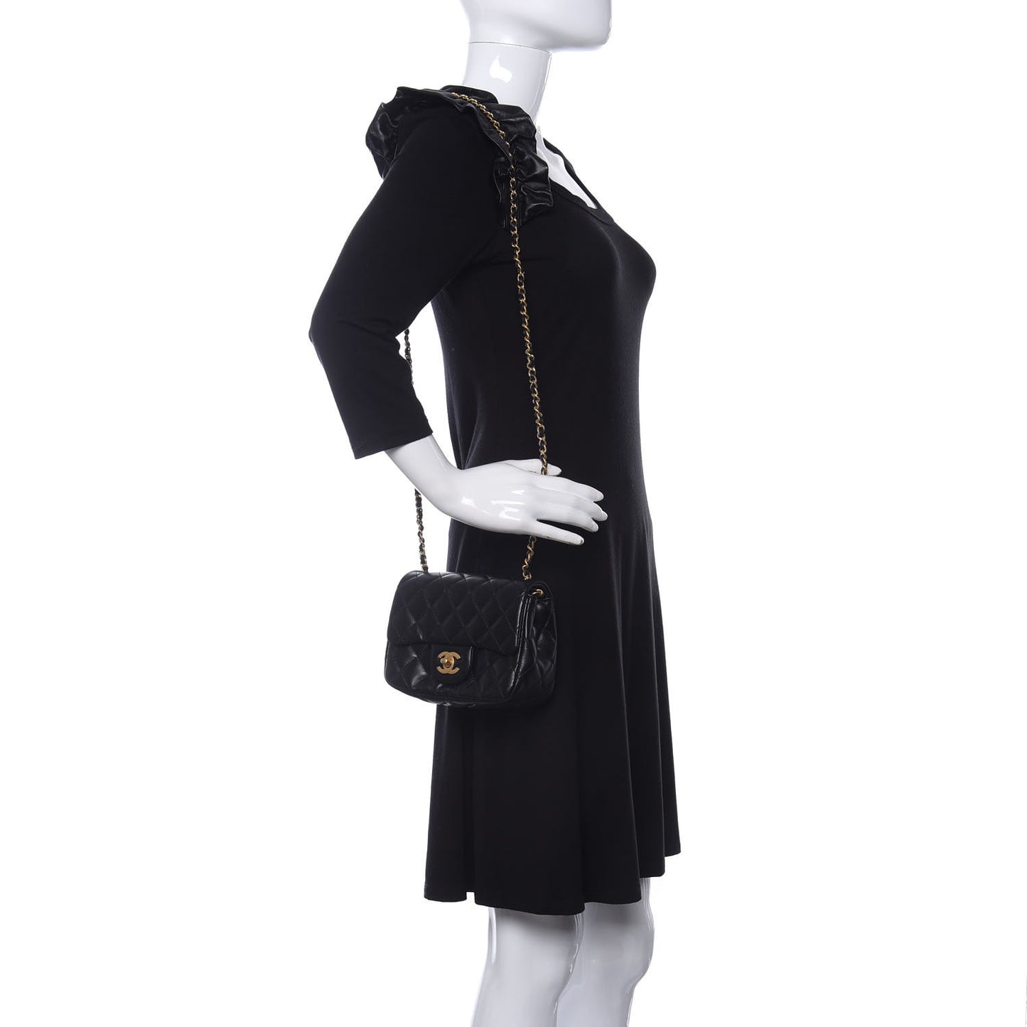 Lambskin Quilted Mini Romance Square Flap Black