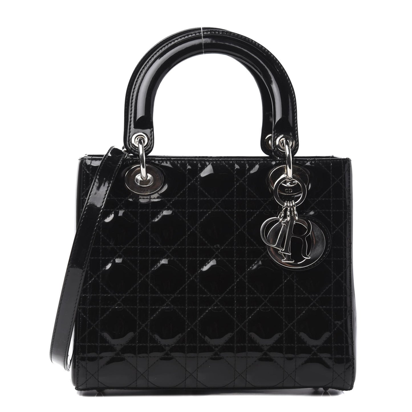 Patent Cannage Medium Lady Dior Black