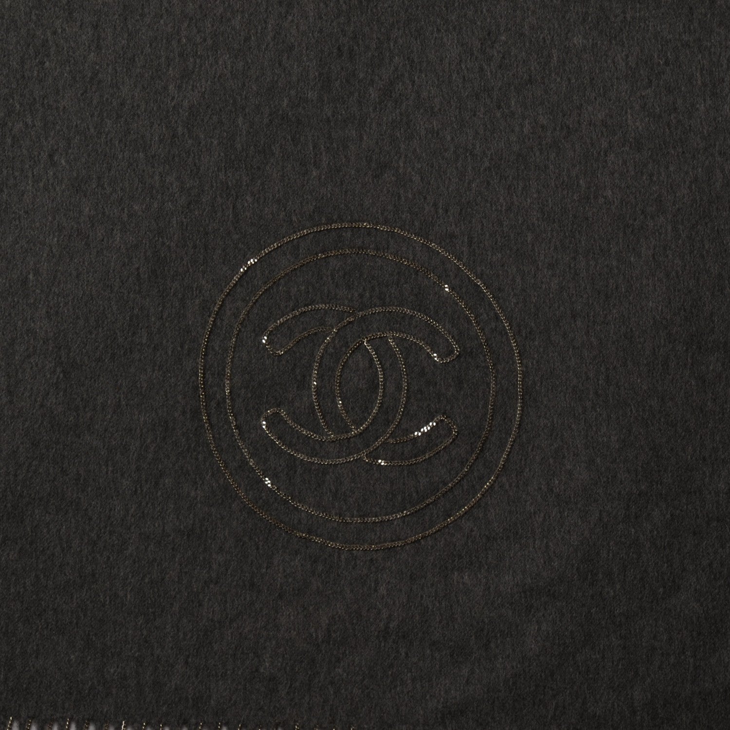 Chanel Cashmere CC Chain Fringe Shawl Dark Grey 4 of 6