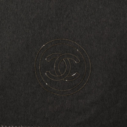 Chanel Cashmere CC Chain Fringe Shawl Dark Grey 4 of 6