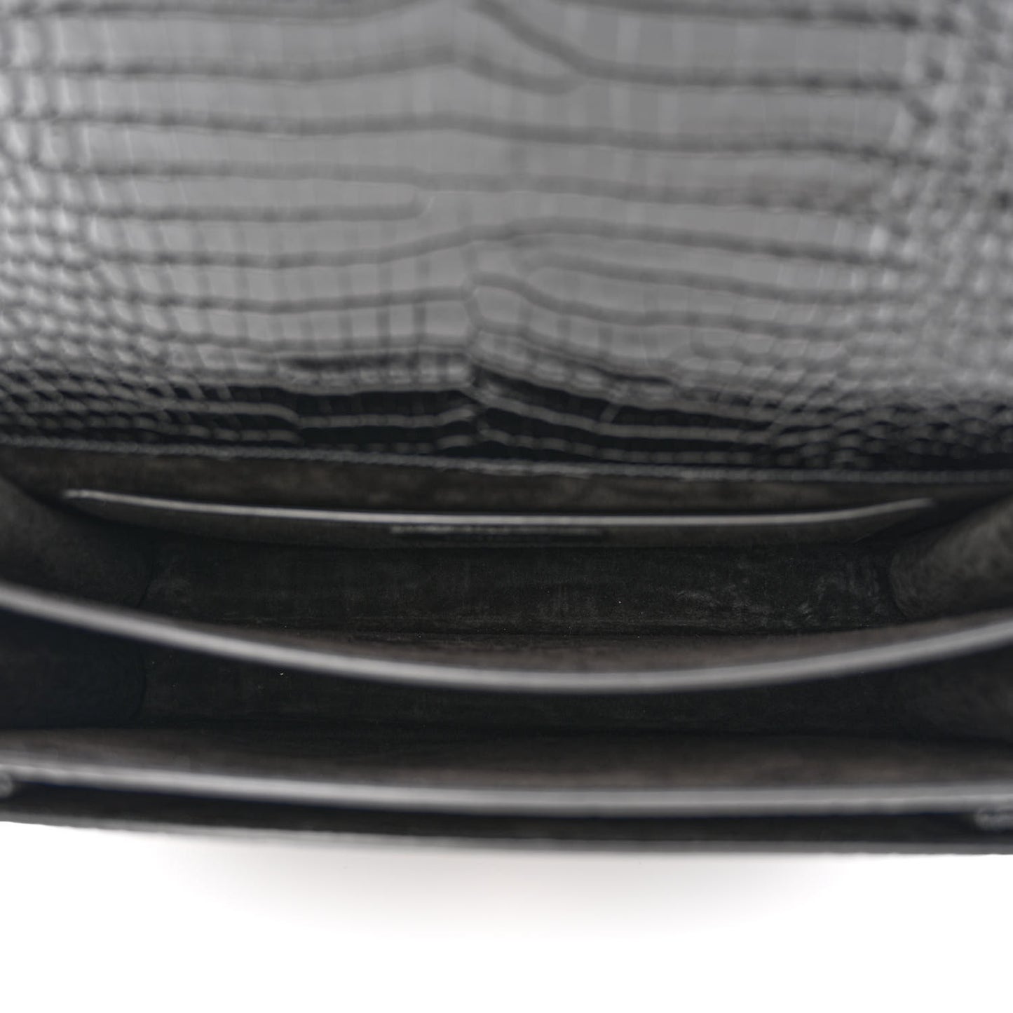 Calfskin Crocodile Embossed Large Monogram Sunset Black