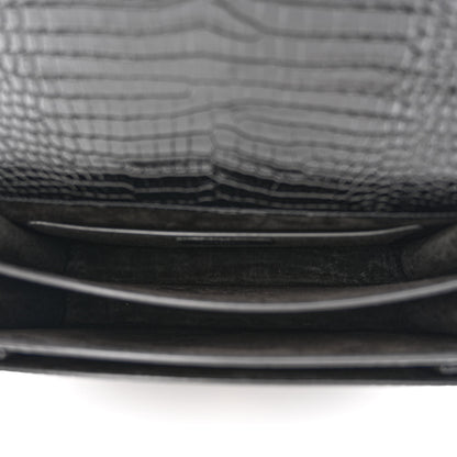 Saint Laurent Calfskin Crocodile Embossed Large Monogram Sunset Black 5 of 10