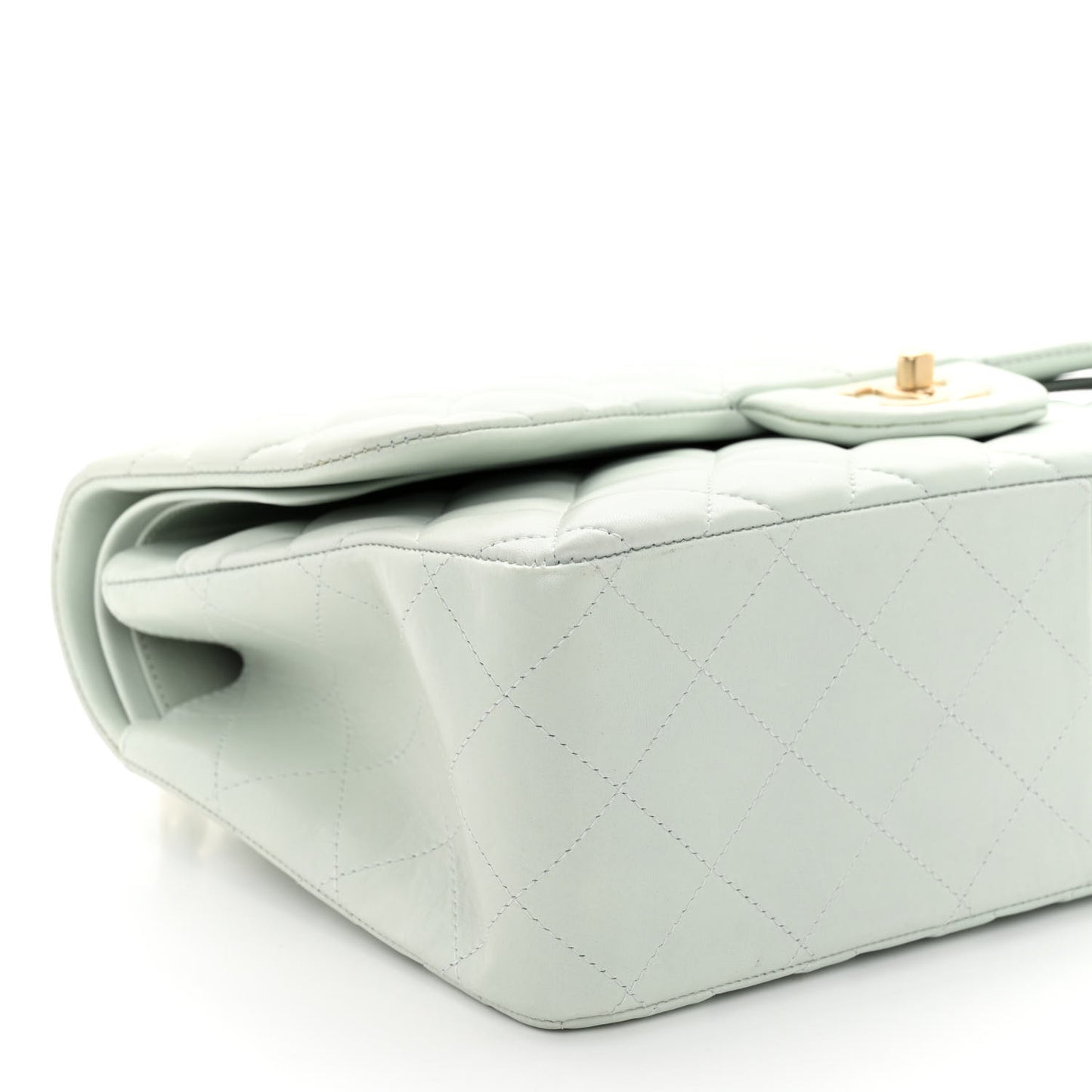 Lambskin Quilted Jumbo Double Flap Light Green