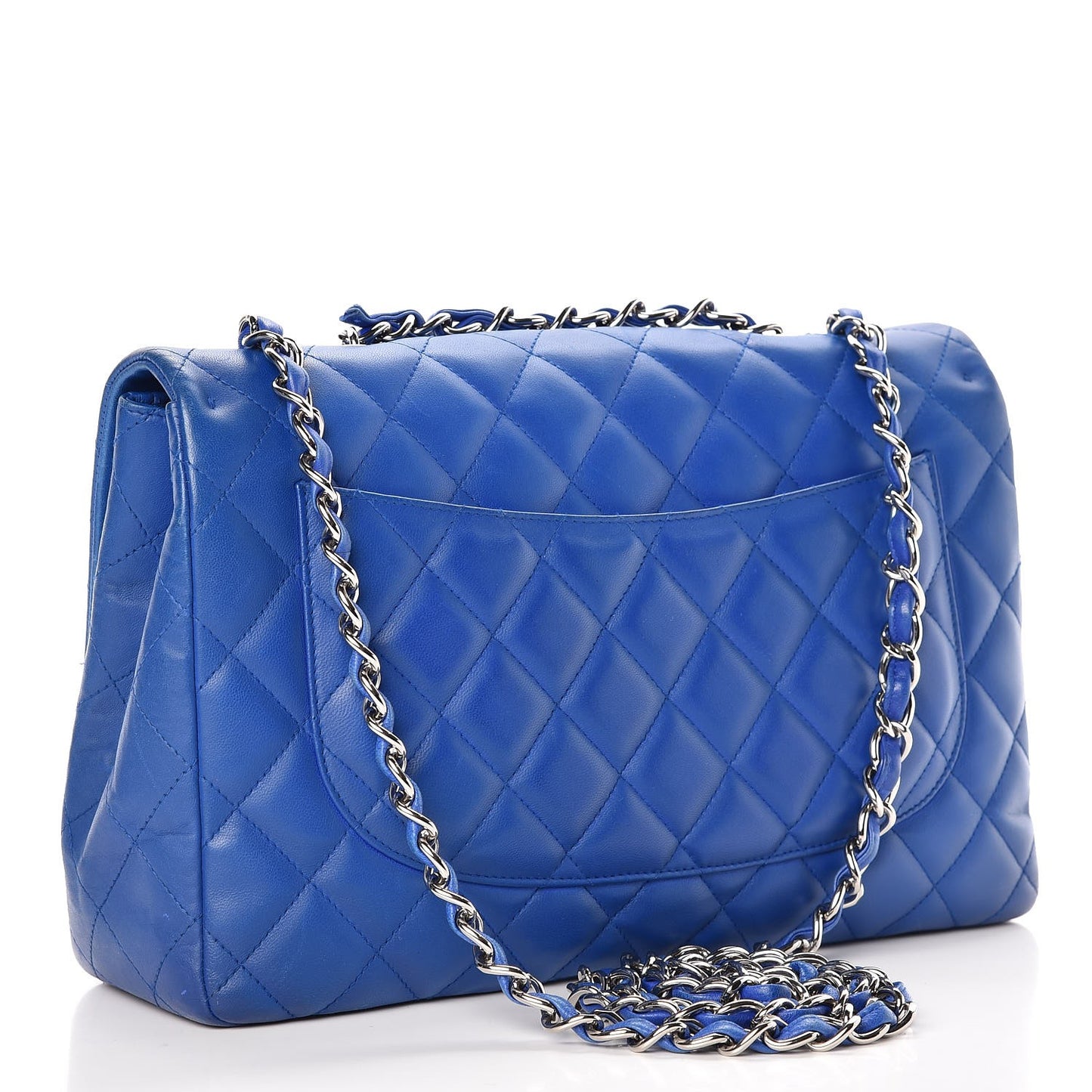 Lambskin Quilted Jumbo Single Flap Blue