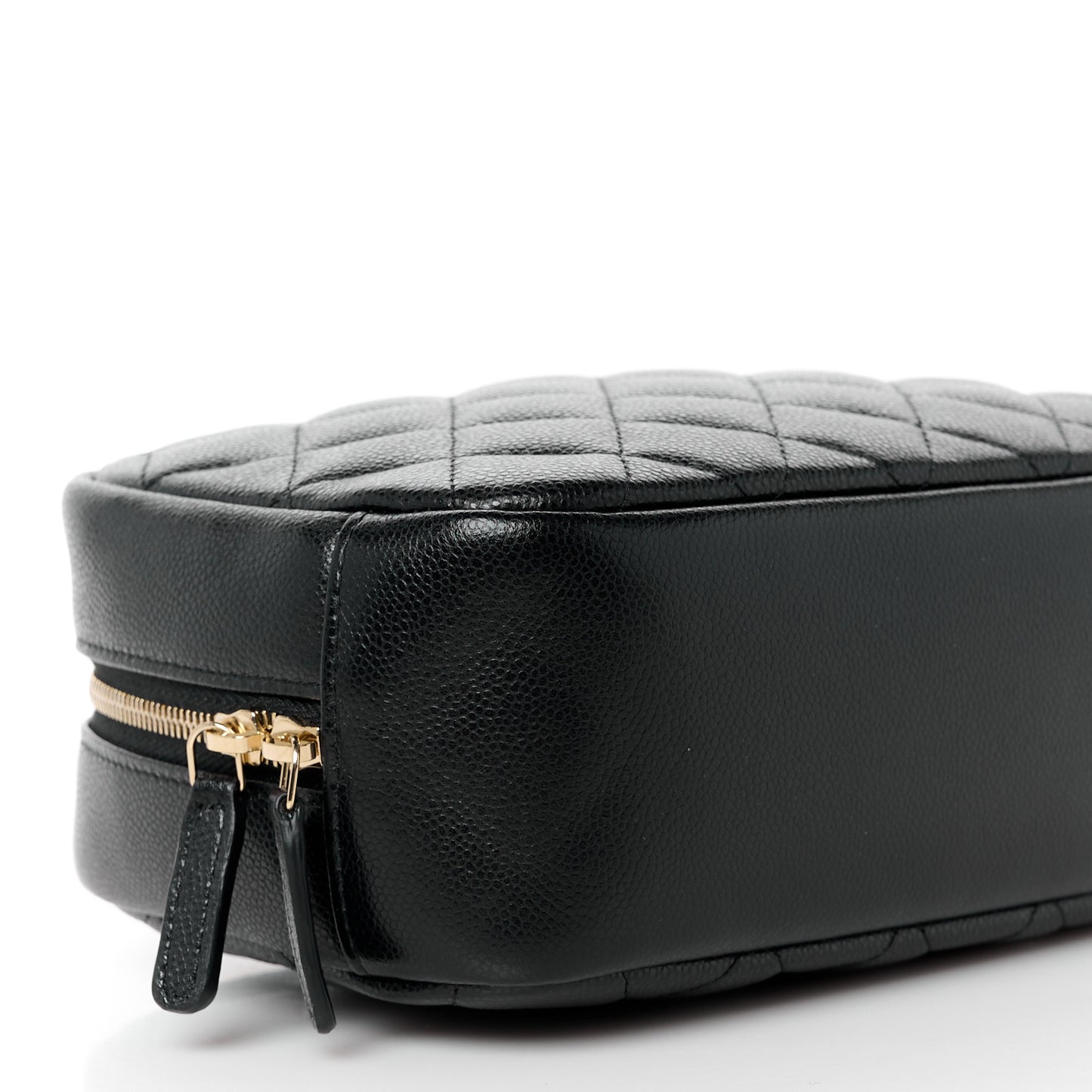 Caviar Quilted Medium Curvy Pouch Cosmetic Case Black