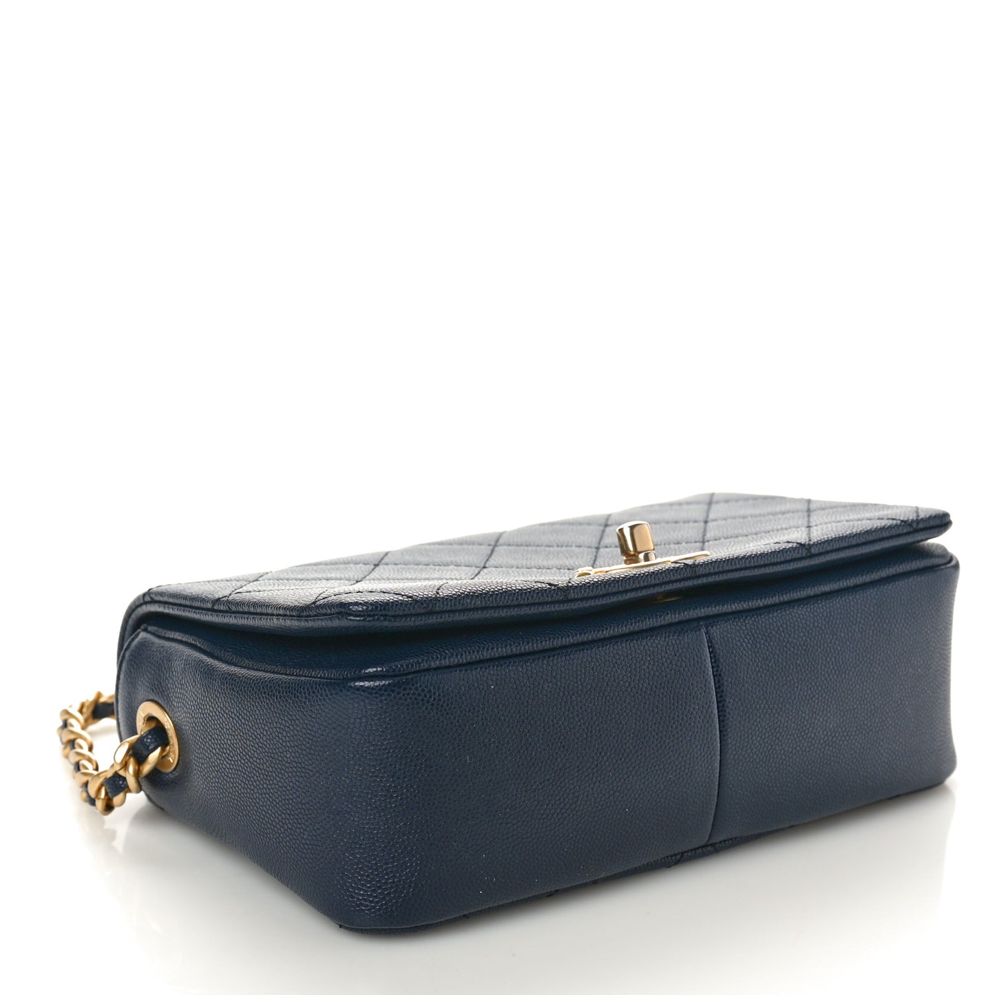 Caviar Quilted Small Fashion Therapy Flap Bag Navy Blue