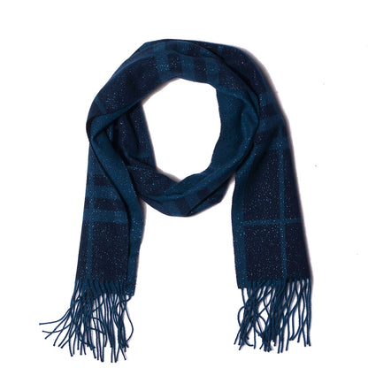 Burberry Wool Angora Metallic Color Check Glitter Scarf Blue 1 of 7