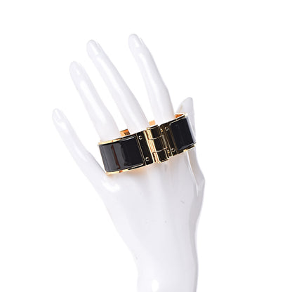 Hermes Enamel Charniere Uni Wide Hinged Bracelet M Black 2 of 6