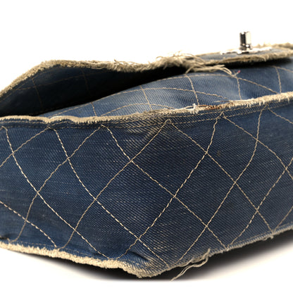 Chanel Denim Quilted Jumbo Pompom Flap Dark Blue 10 of 13