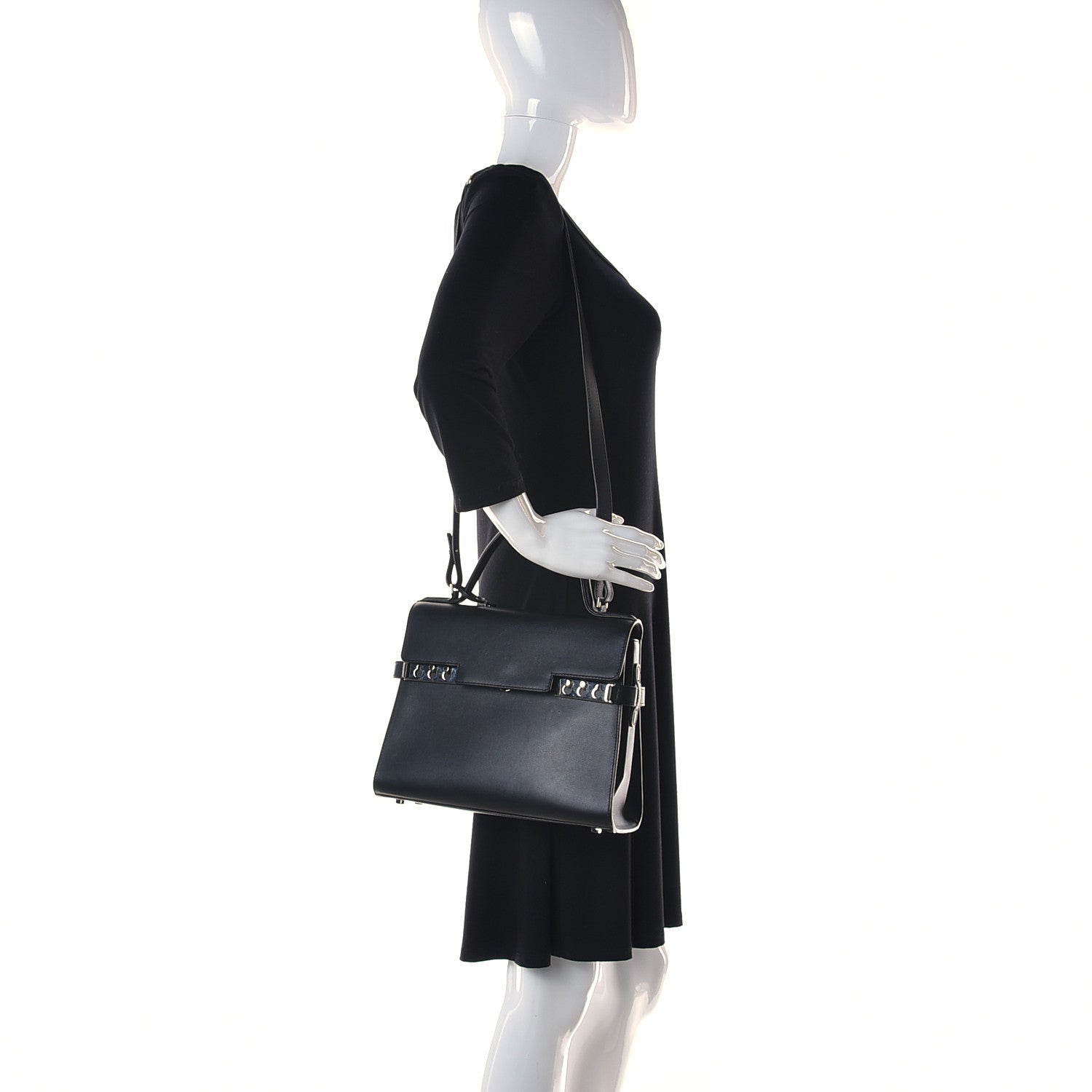 Delvaux Calfskin MM Tempete Satchel Black 3 of 14