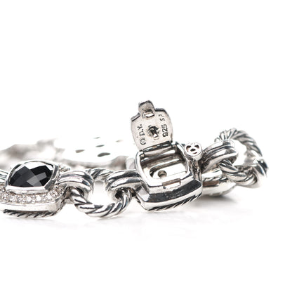 David Yurman Sterling Silver Diamond Black Onyx Albion Cable Link Bracelet 4 of 4