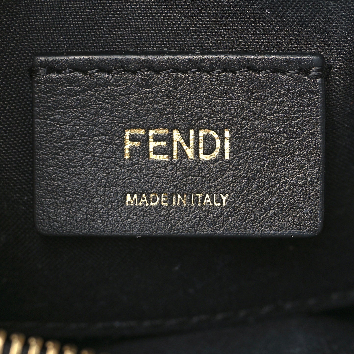 Glazed Fabric Vitello Century F is Fendi FF 1974 Stamp Patch Camera Case Mogano Panna Black