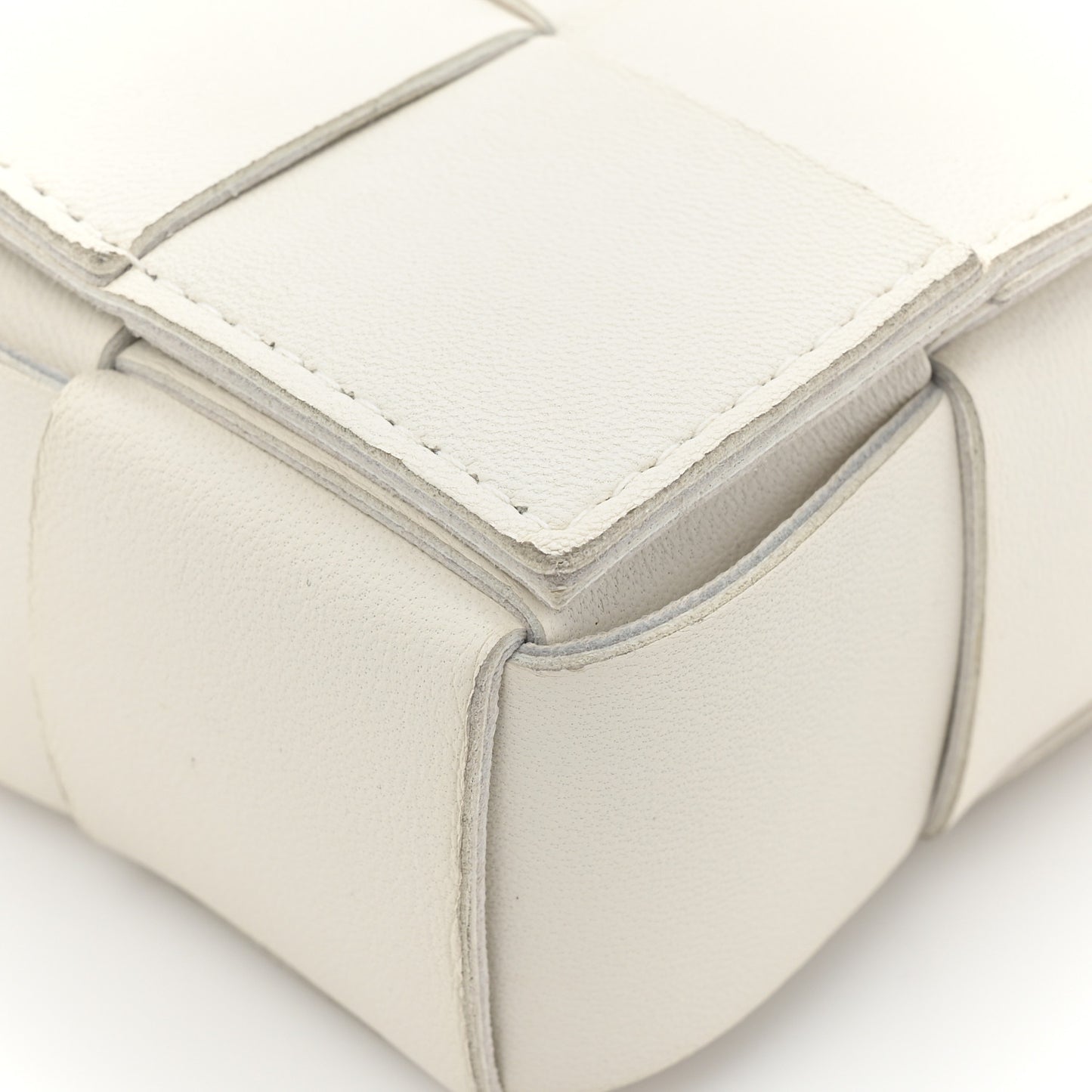 Lambskin Maxi Intrecciato Extra Mini Cassette Crossbody Bag White