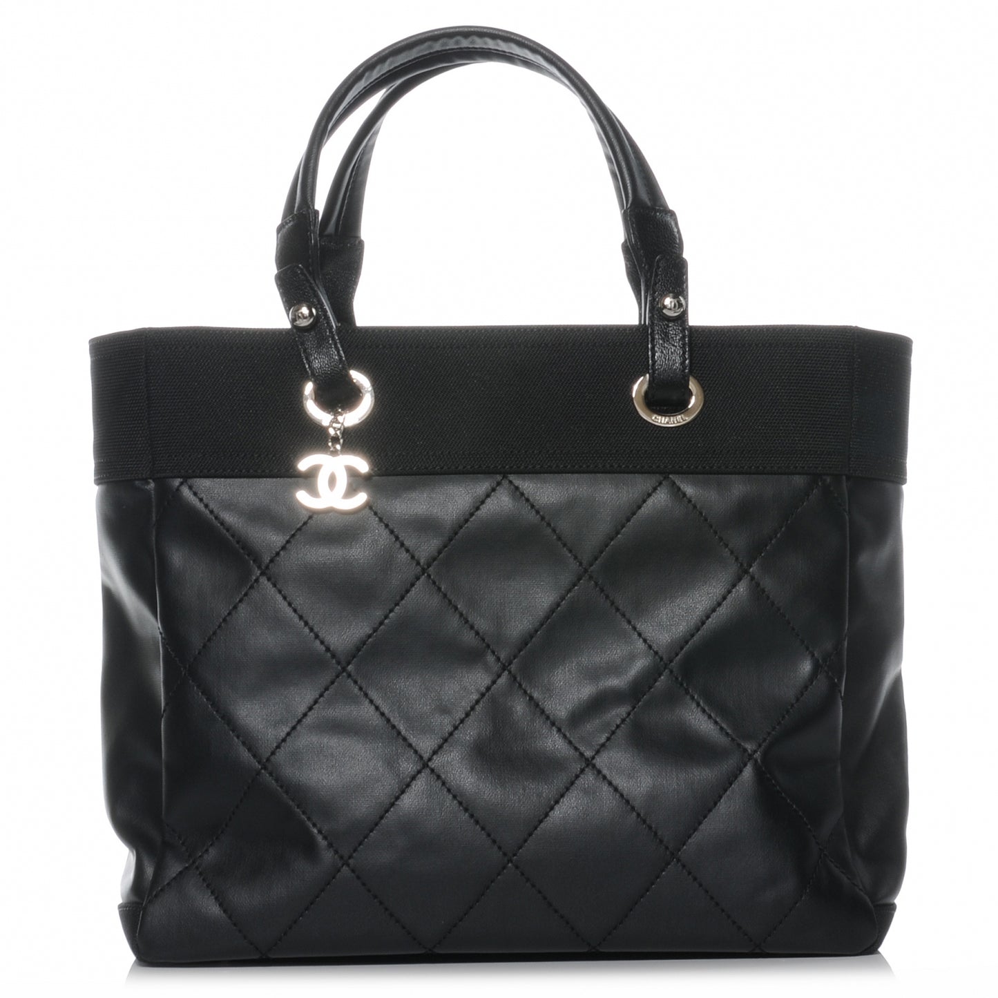Coated Canvas Large Paris Biarritz Tote Black