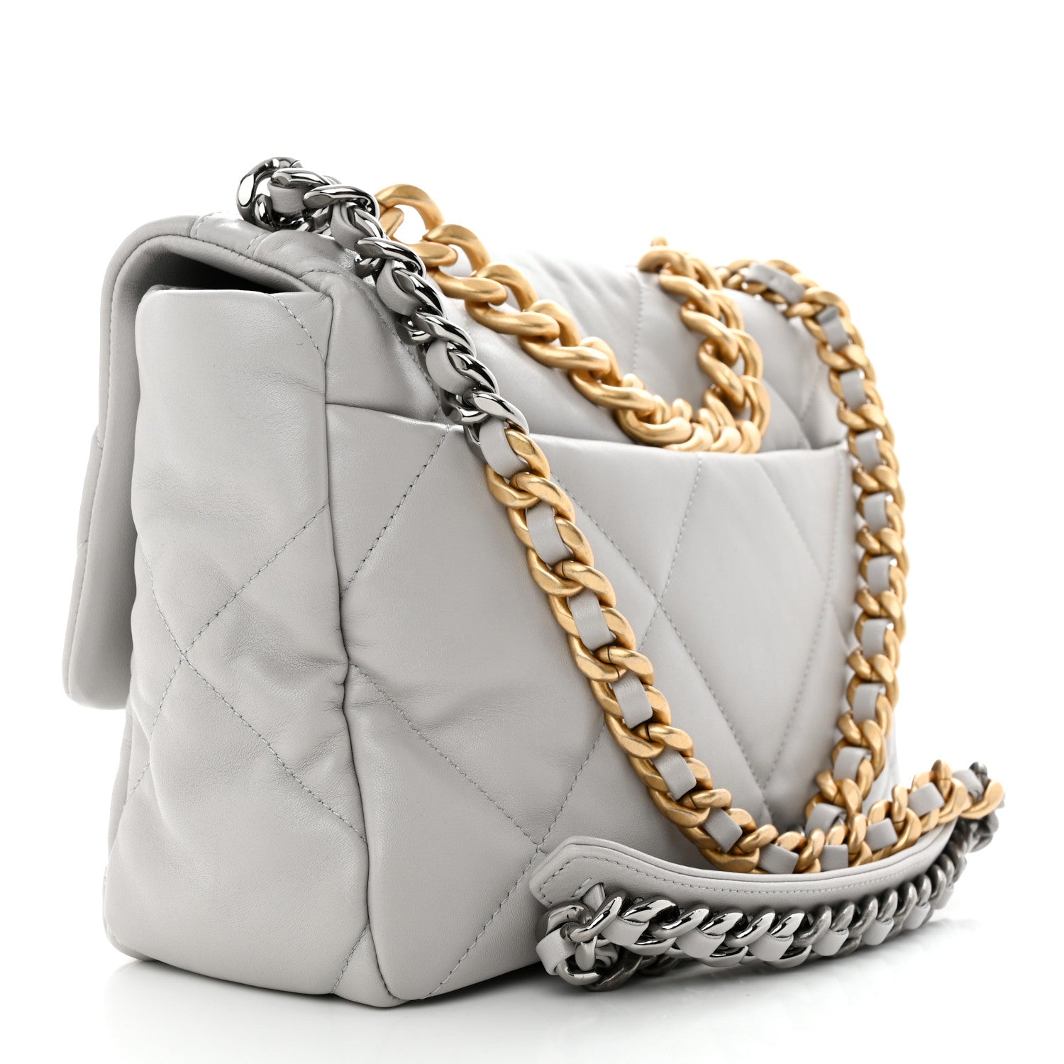 Chanel Lambskin Quilted Large Chanel 19 Flap Grey 3 of 10