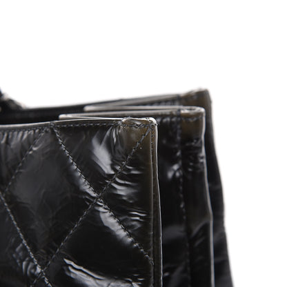 Chanel Aged Glazed Nylon Quilted Shopping Tote Dark Grey 15 of 23
