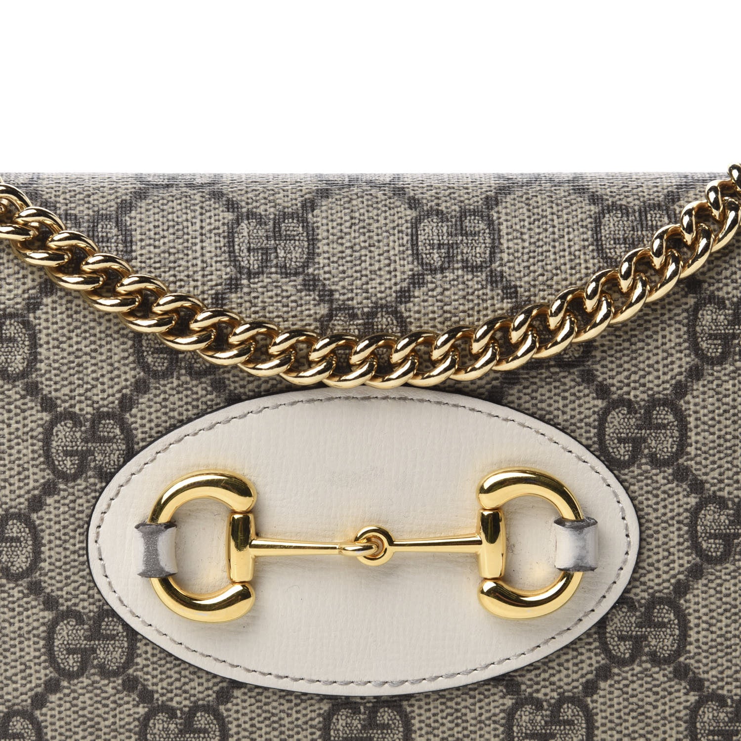 Gucci GG Supreme Monogram Azalea Calfskin Horsebit 1955 Wallet On Chain Beige Ebony Mystic White 12 of 12