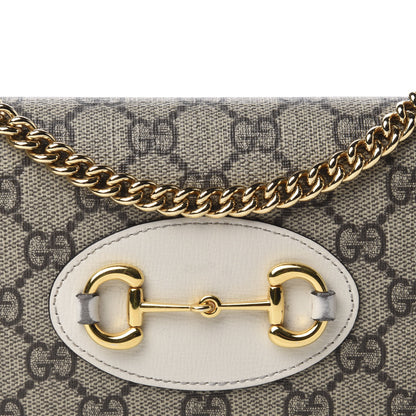Gucci GG Supreme Monogram Azalea Calfskin Horsebit 1955 Wallet On Chain Beige Ebony Mystic White 12 of 12