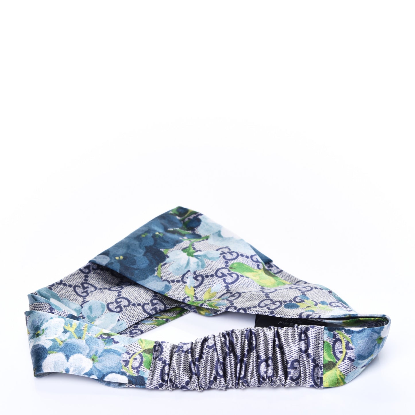 Silk Monogram Blooms Print Headband Blue
