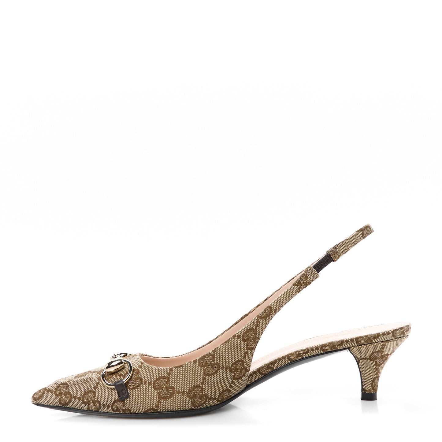 Monogram Horsebit 35mm Slingback Pumps 39 Beige Ebony Cocoa 37.5 Beige Ebony Cocoa