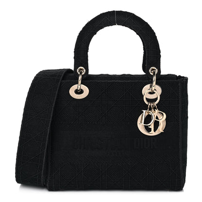 Christian Dior Canvas Embroidered Cannage Medium Lady D-Lite Black 1 of 14
