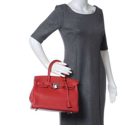 Hermes Taurillon Clemence Birkin 30 Rouge Casaque 2 of 9