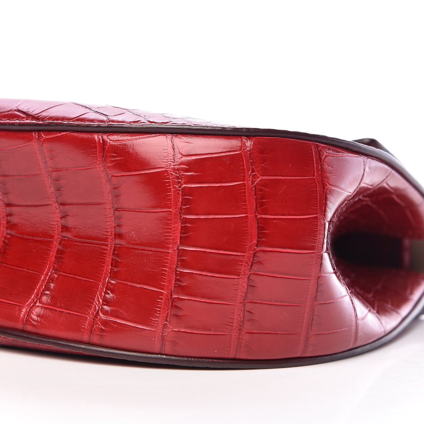 Alligator Calfskin Embossed Drew Shoulder Bag Red