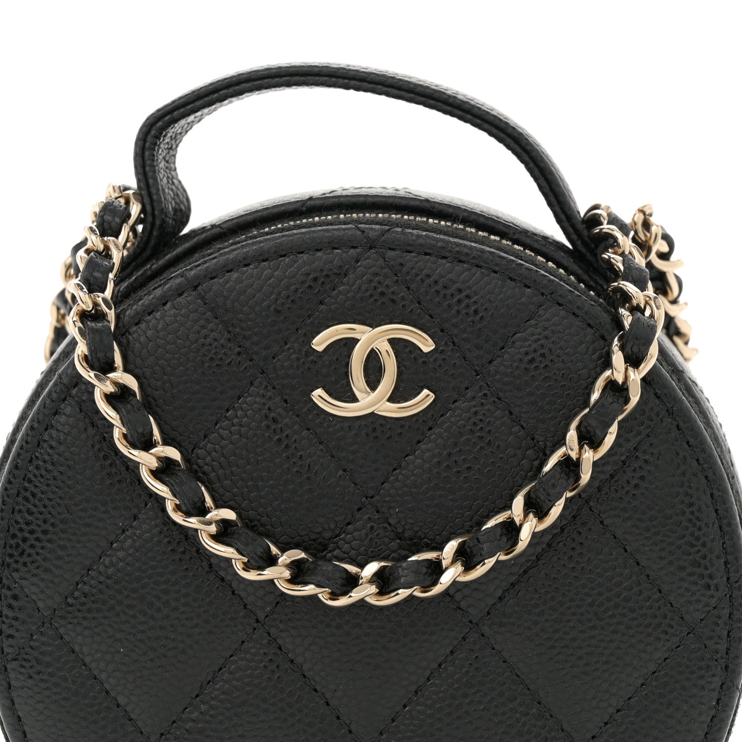 Chanel Caviar Quilted Round Handle With Care Vanity With Chain Black 7 of 10