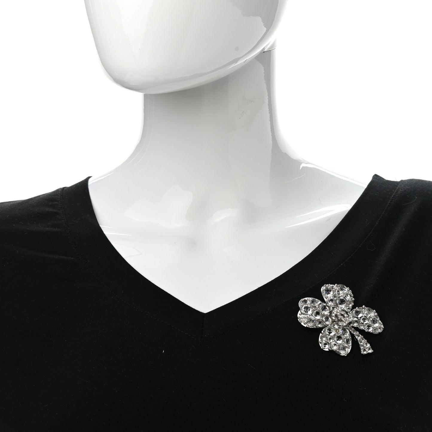 Crystal CC 4 Leaf Clover Brooch Silver