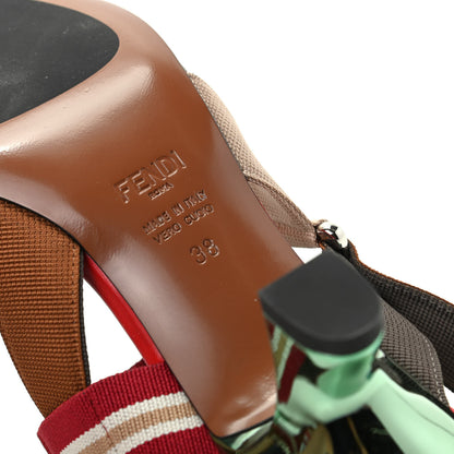 Fendi Technical Mesh FF Colibri 55mm Slingback Pumps 38 Tobacco Moro Cipria Papavero Camelia 9 of 10
