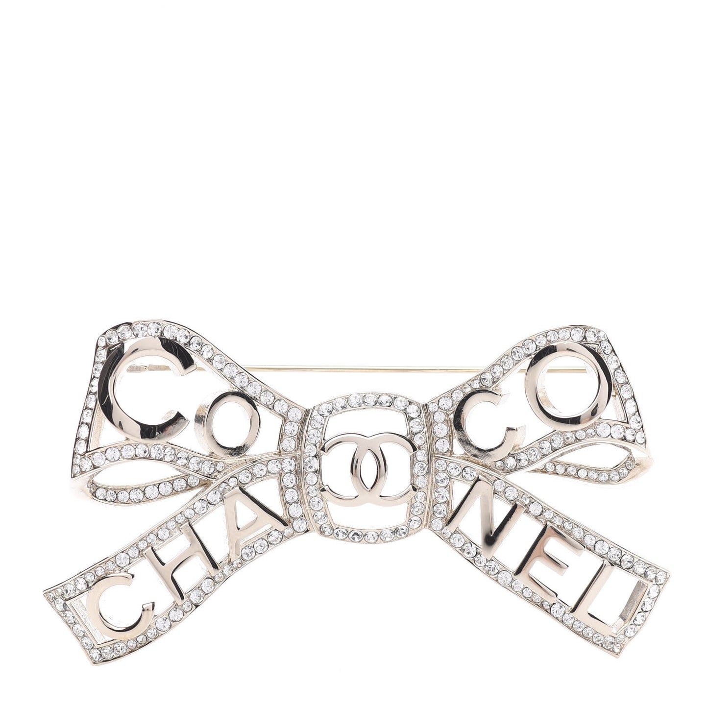Metal Crystal Bow-tiful CC Brooch Gold