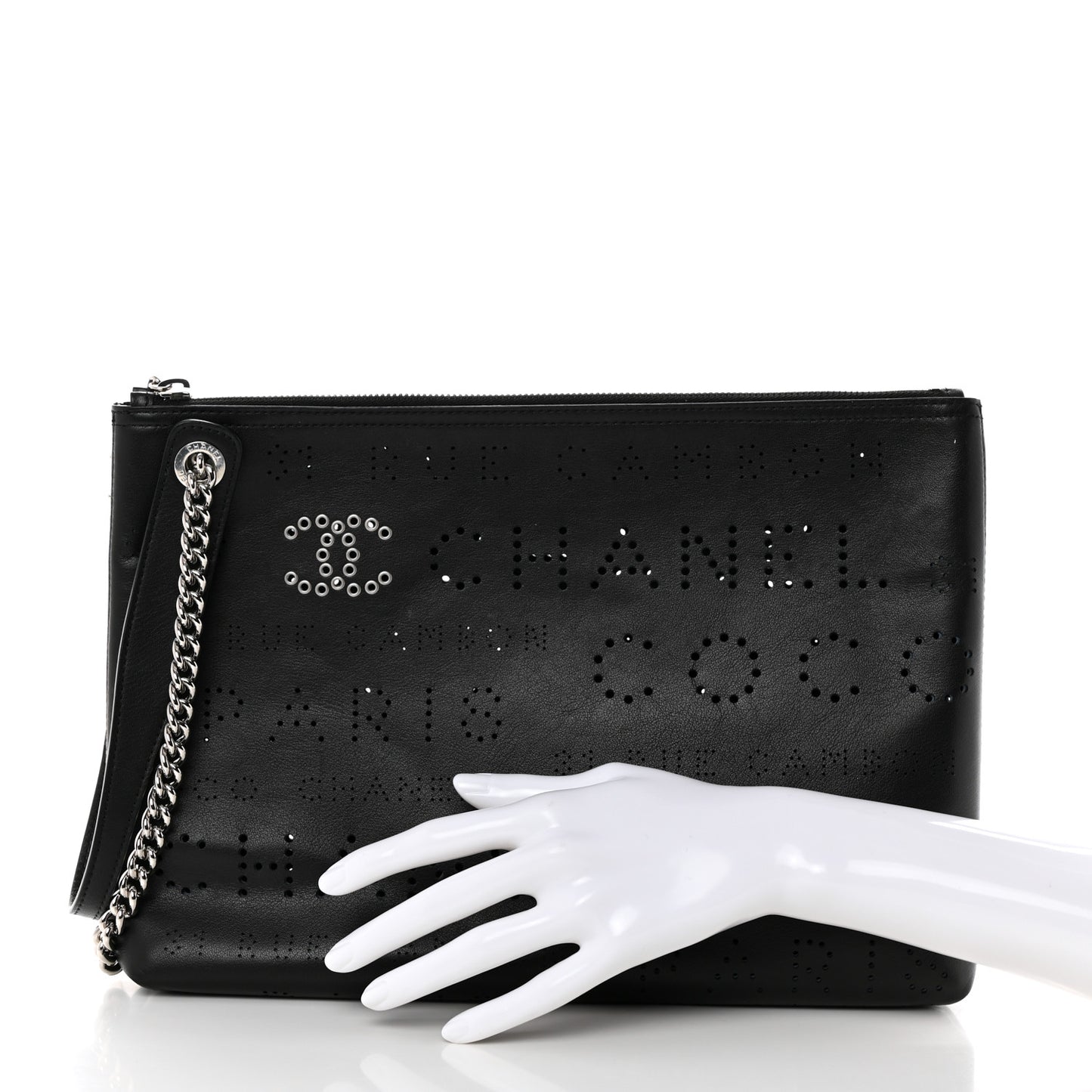 Calfskin Eyelets Clutch Black