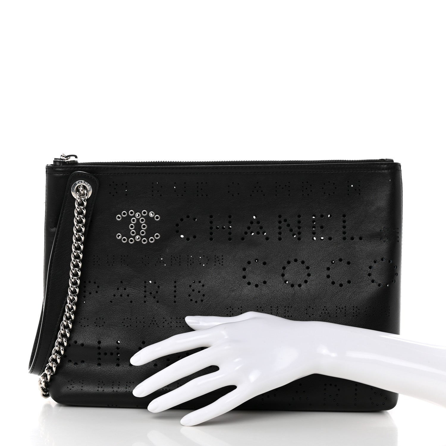 Chanel Calfskin Eyelets Clutch Black 2 of 8