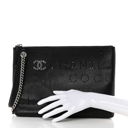 Chanel Calfskin Eyelets Clutch Black 2 of 8
