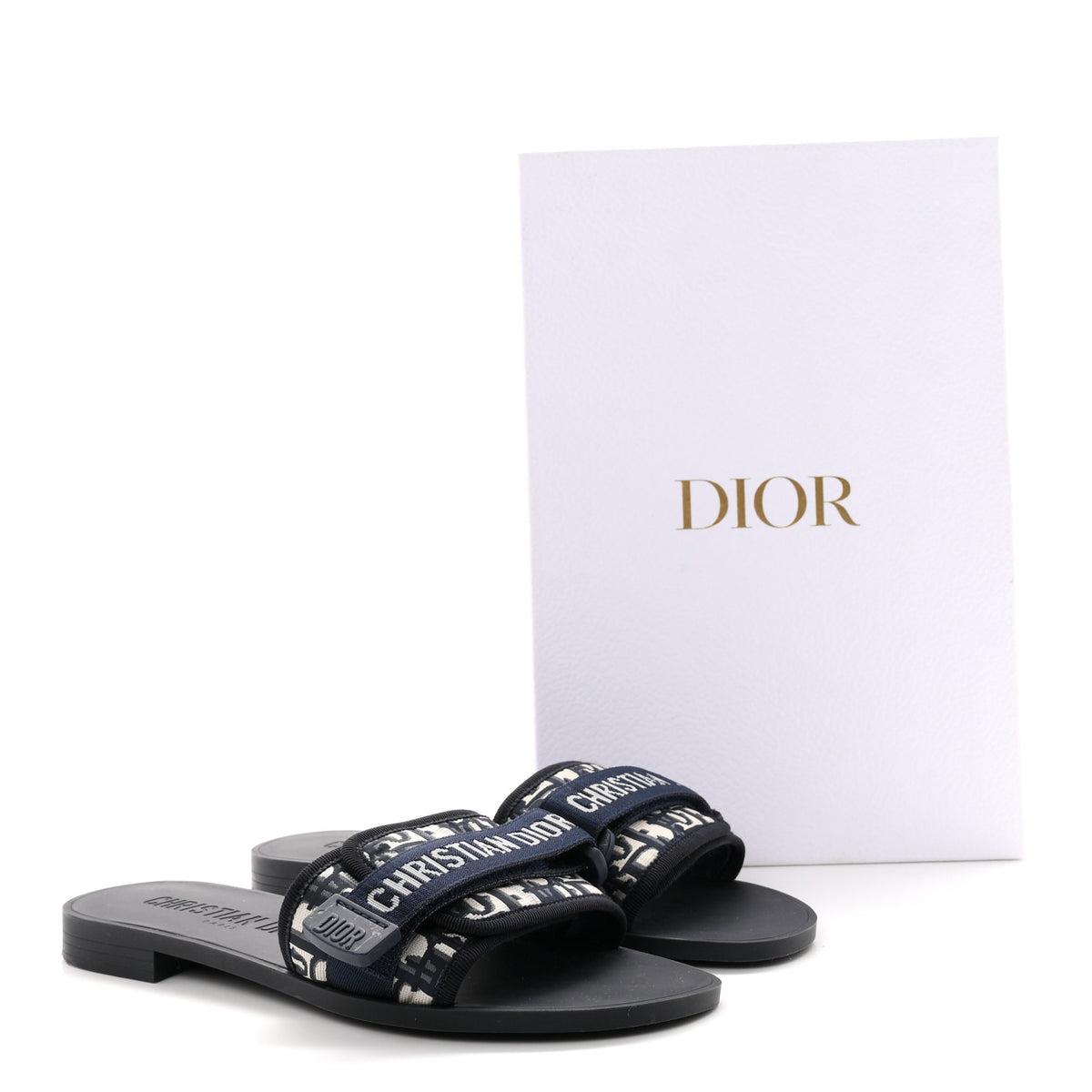 Nylon Oblique Dio(r)evolution Slide Sandals 39 Deep Blue