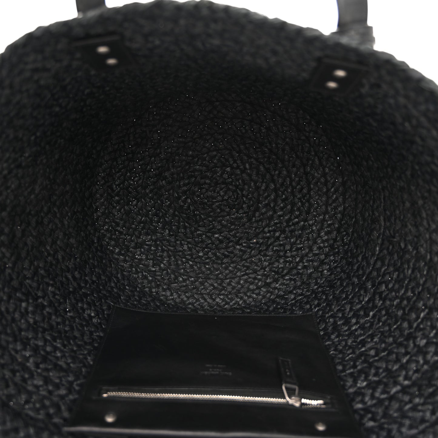 Raffia Medium Panier Bag Black