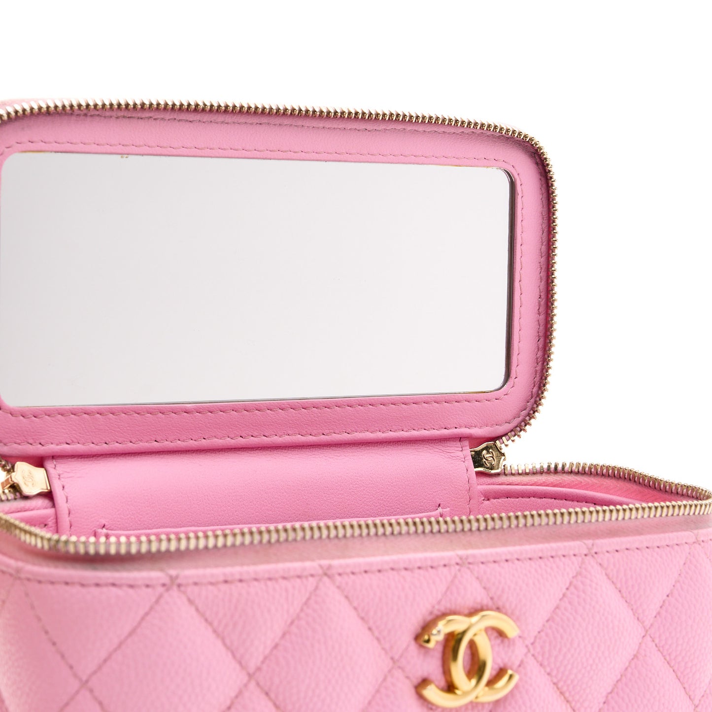 Caviar Quilted Sweetheart Vanity Case Pink