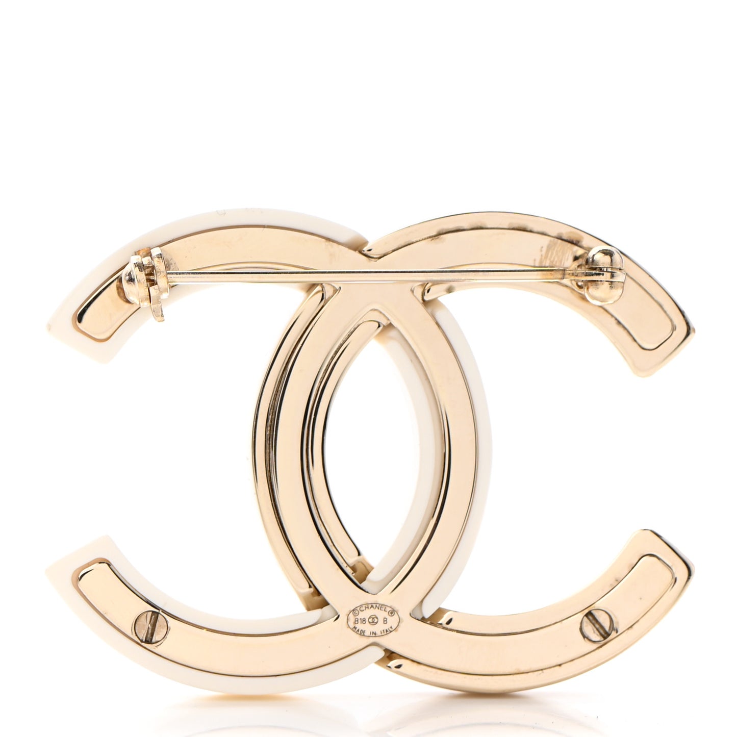 Resin Crystal Baguette CC Brooch Gold White