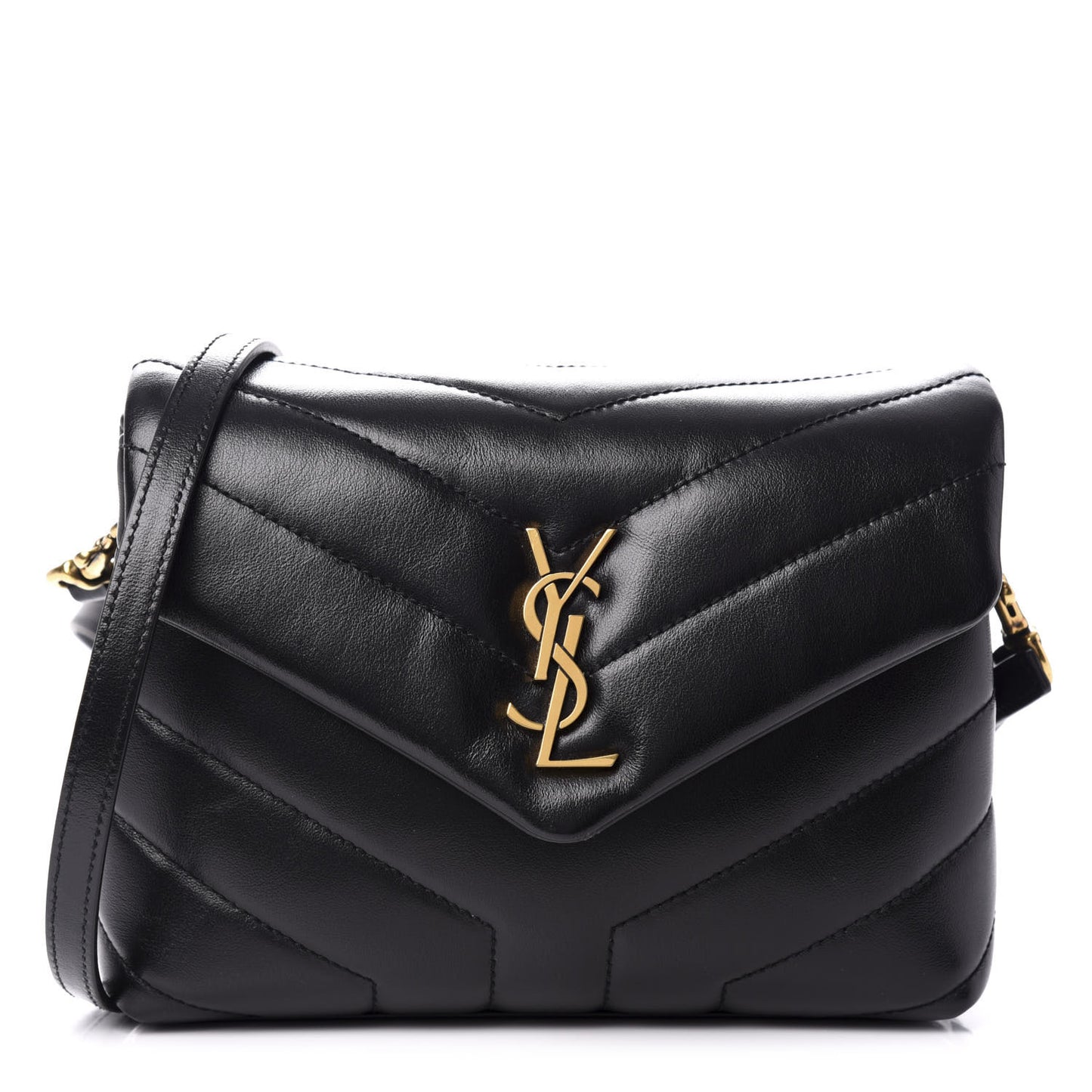 Calfskin Y Quilted Monogram Toy Loulou Crossbody Bag Black