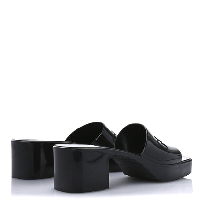 Gucci Rubber Gucci Logo Womens Platform 20/60mm Slide Sandals 38 Black 5 of 9