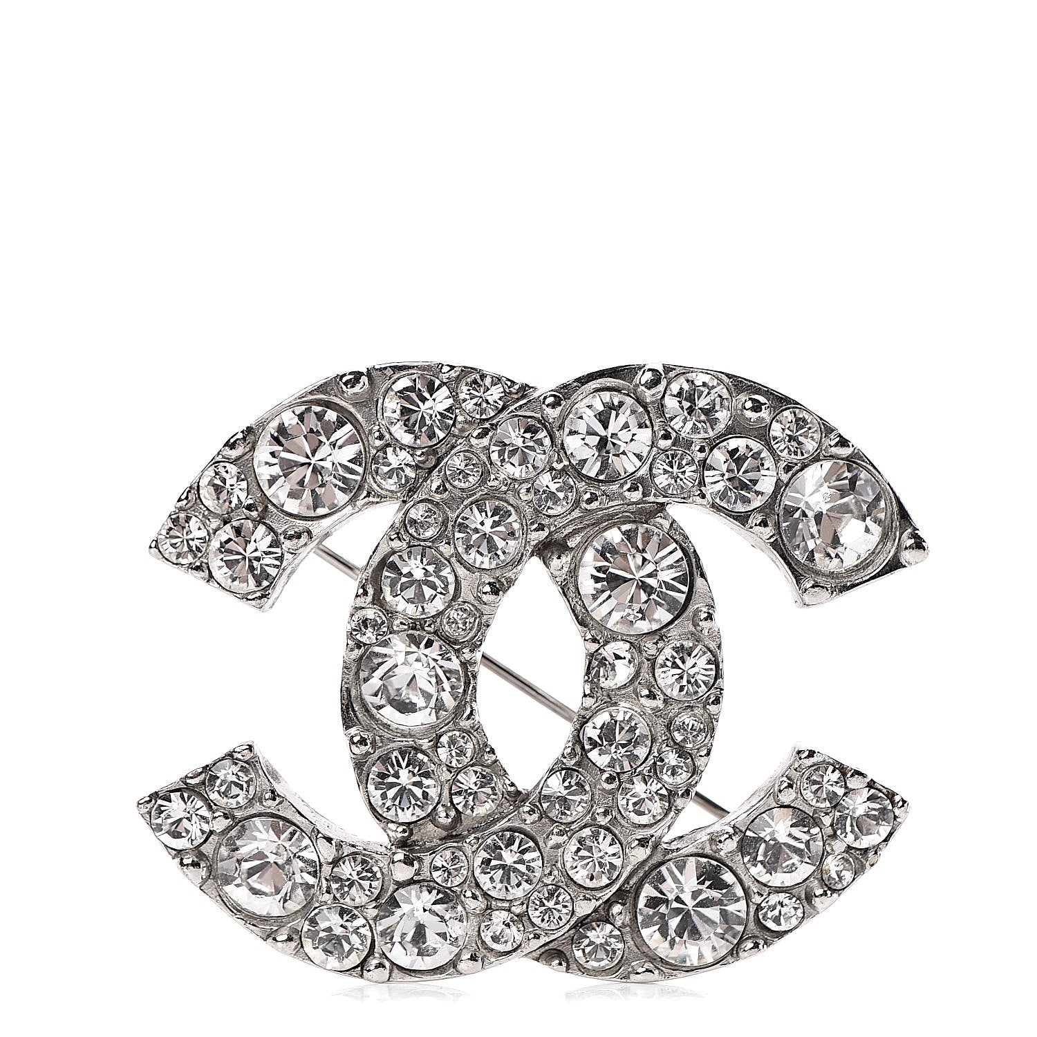 Chanel Crystal CC Brooch Silver 1 of 5