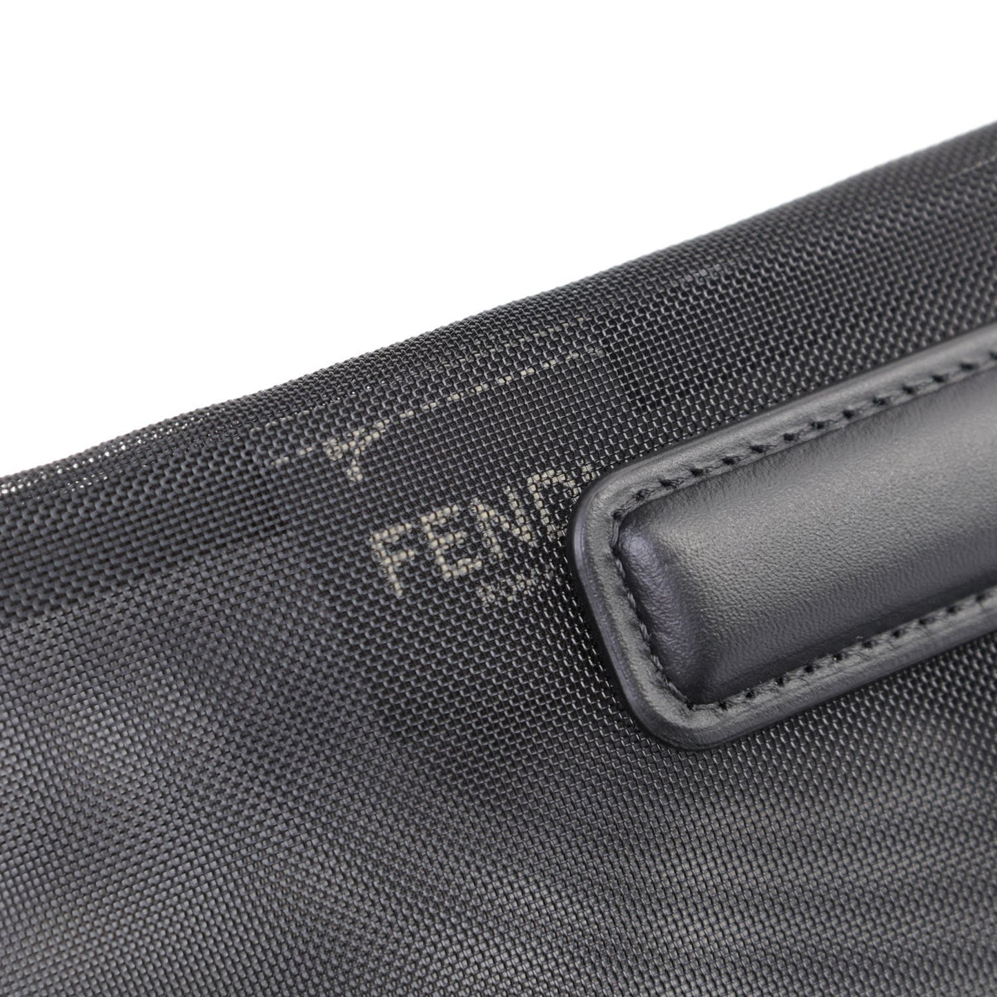 Mesh Vitello King Logo Embroidered Large Flat Pouch Black