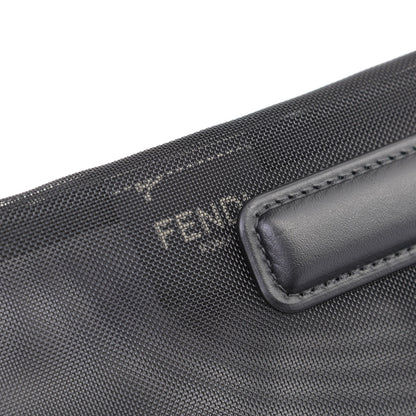 Fendi Mesh Vitello King Logo Embroidered Large Flat Pouch Black 5 of 5